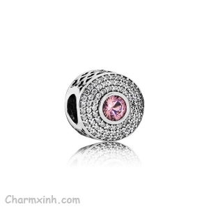 Charm Abstract silver charm with blush pink Pandora hạt tròn XN134